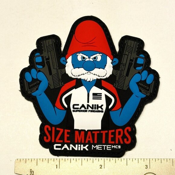 Canik Mete MC9 Papa Smurf Size Matters Tactical PVC Patch Shot Show 2024 - Picture 4 of 4